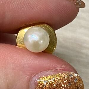 14K Gold Pearl Tie Tack Pin Vintage 6mm